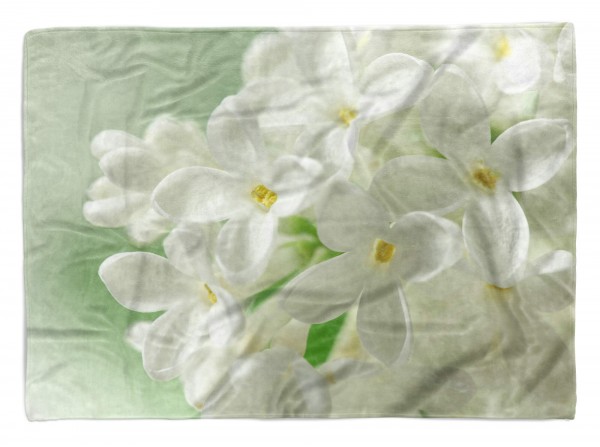 Handtuch Strandhandtuch Saunatuch Kuscheldecke mit Fotomotiv Weiße Blüten Blume