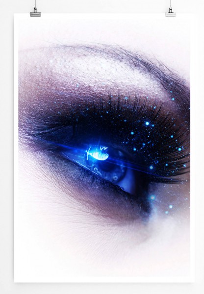 60x90cm Künstlerische Fotografie Poster Menschliches Auge mit Sternenstaub