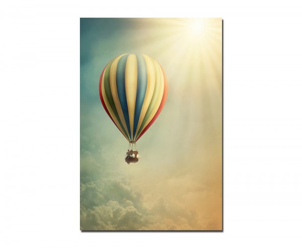 120x80cm Heißluftballon Himmel Sonne Wolken