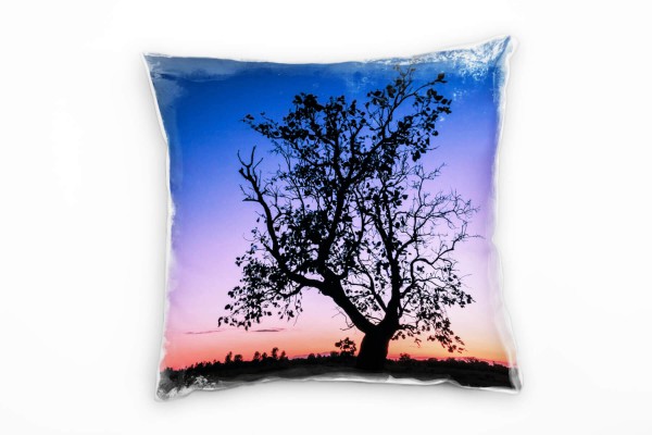 Natur, Sonnenuntergang, Baum, blau, orange Deko Kissen 40x40cm für Couch Sofa Lounge Zierkissen