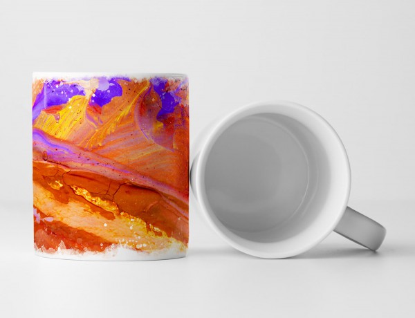 Tasse Geschenk Abstraktes Bild im energiegeladenen Orange Rot und Lila