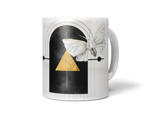 Dekorative Tasse mit schönem Motiv Motte schönem Design goldene Elemente
