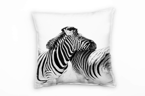 Tiere, kuschelnde Zebras, grau Deko Kissen 40x40cm für Couch Sofa Lounge Zierkissen