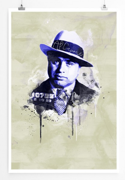 Al Capone 90x60cm Paul Sinus Art Splash Art Wandbild als Poster ohne Rahmen gerollt