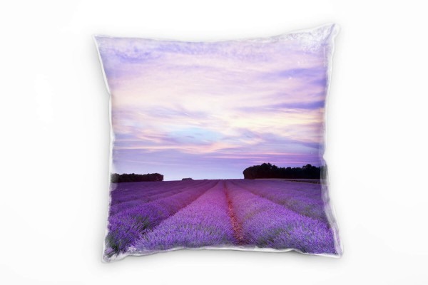 Landschaft, lila, blau, Lavendelfeld, Frankreich Deko Kissen 40x40cm für Couch Sofa Lounge Zierkisse