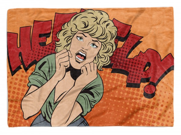 Handtuch Strandhandtuch Saunatuch Kuscheldecke mit Fotomotiv Pop Art Comic Frau
