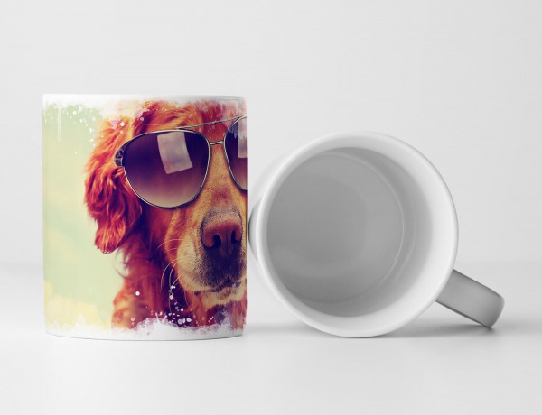 Tasse Geschenk Tierfotografie – Cooler Golden Retriever mit Sonnenbrille