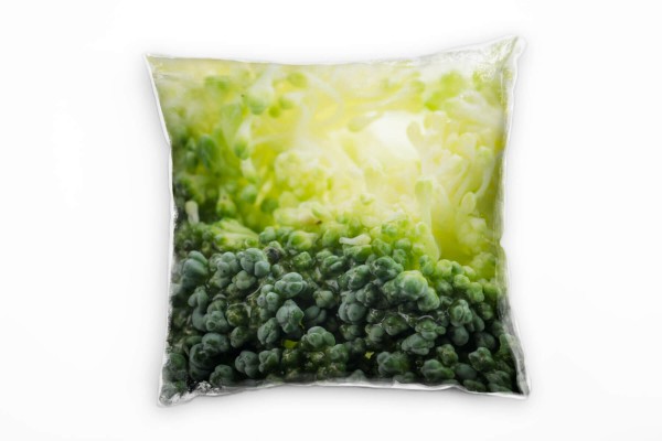 Macro, grün, Brokkoli Deko Kissen 40x40cm für Couch Sofa Lounge Zierkissen