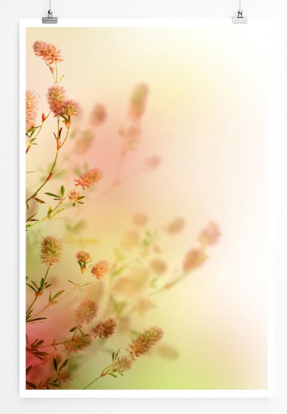60x90cm Digitale Grafik Poster Zarte Blüten im Nebel 