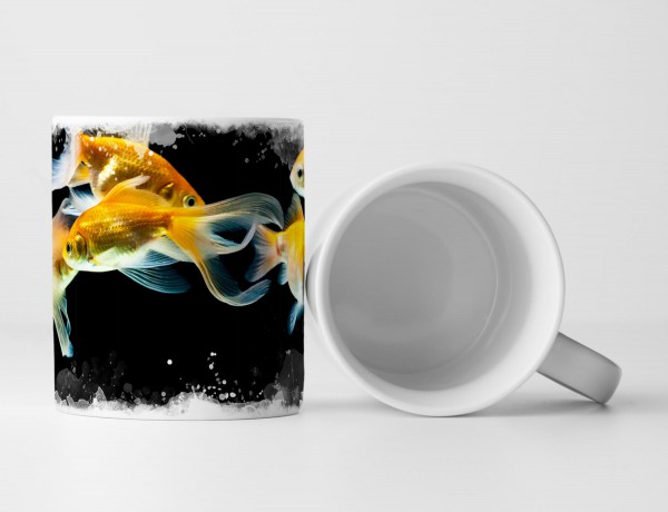 Tasse Geschenk Fotografie Goldfische unter Wasser