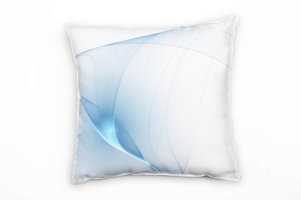 Abstrakt, blau, weiß, Leichtigkeit, geschwungene Linien Deko Kissen 40x40cm für Couch Sofa Lounge Zi