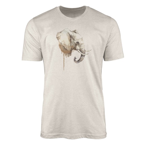 Herren Shirt 100% gekämmte Bio-Baumwolle T-Shirt Aquarell Elefant Motiv Nachhaltig Ökomode aus erne