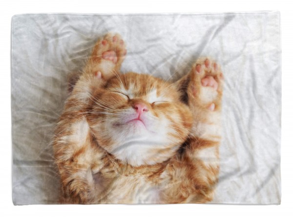 Handtuch Strandhandtuch Saunatuch Kuscheldecke mit Tiermotiv kleine süße Katze