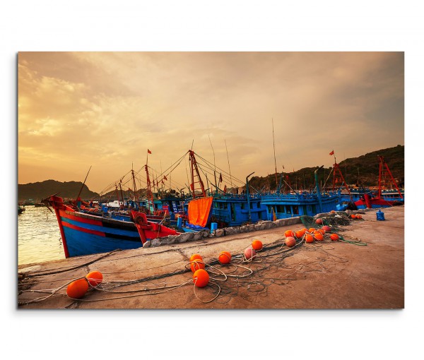 120x80cm Wandbild Vietnam Halong Bay Hafen Boot