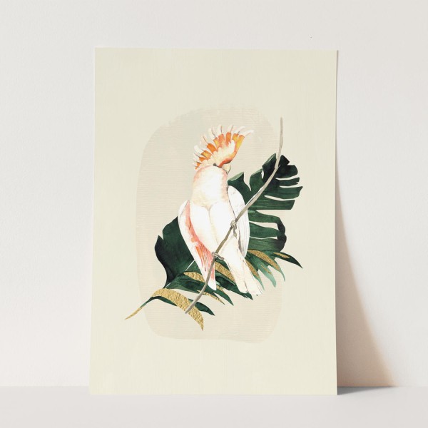Vogel Motiv Kakadus Exotisch Palmen exklusives Design Pastelltöne
