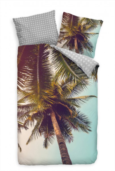 Kokosnuss Palme Strand Vintage Sonne Bettwäsche Set 135x200 cm + 80x80cm Atmungsaktiv