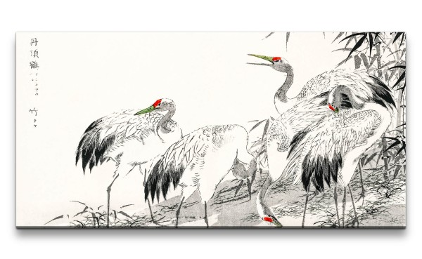 Remaster 120x60cm Wunderschöne traditionell japanische Kunst Zeitlos Kraniche Natur Harmonie