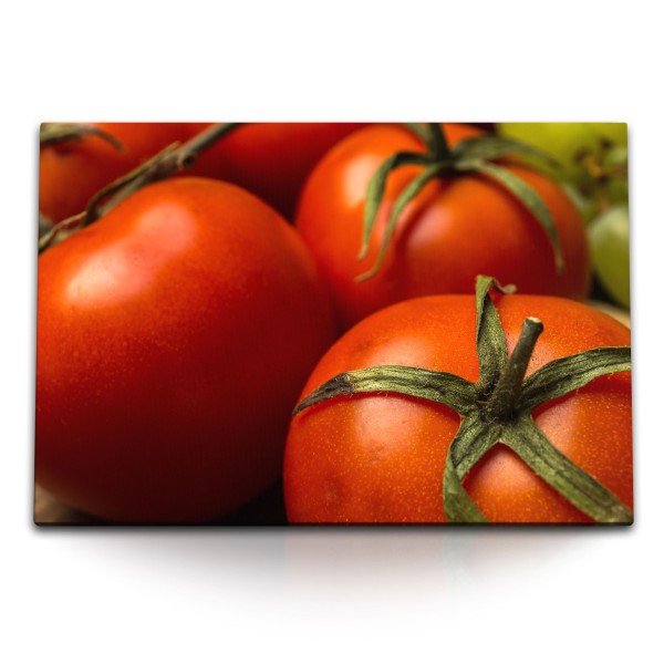 120x80cm Wandbild auf Leinwand Tomaten Gemüse Küchenbild Küche Nahaufnahme
