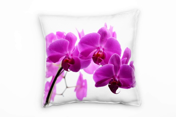 Blumen, Orchideen, Blüten, pink, weiß Deko Kissen 40x40cm für Couch Sofa Lounge Zierkissen