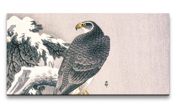 Remaster 120x60cm Ohara Koson traditionell japanische Kunst Adler Schnee Winter Baum