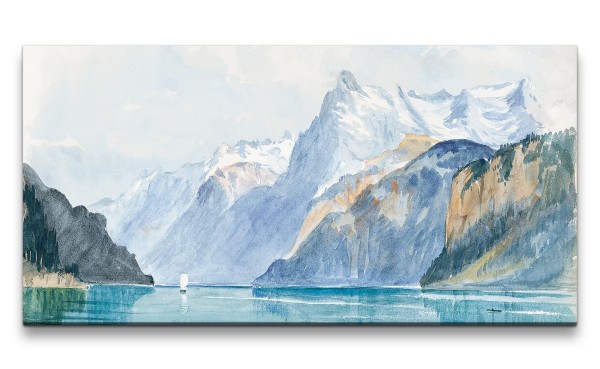 Remaster 120x60cm John Singer Sargent weltberühmtes Gemälde zeitlose Kunst Bay of Uri Berge Bergsee
