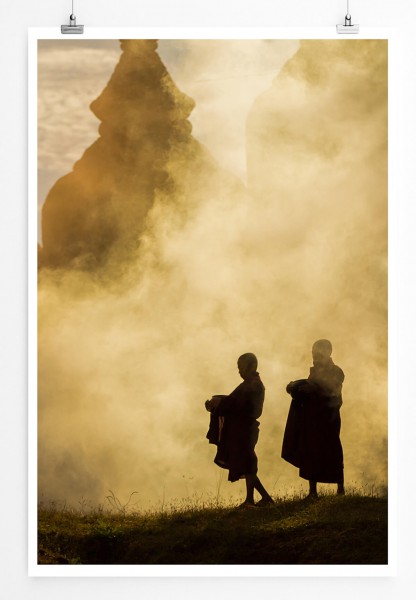 60x90cm Poster Landschaftsfotografie  Buddhistische Mönche in Burma