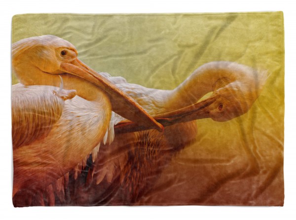 Handtuch Strandhandtuch Saunatuch Kuscheldecke mit Tiermotiv Pelikane schön Kun
