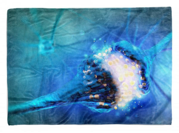 Handtuch Strandhandtuch Saunatuch Kuscheldecke mit Fotomotiv Synapsen Blau Makro Auffalle