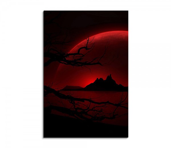 Red Moonrise Fantasy Art 90x60cm