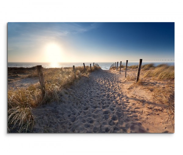 120x80cm Wandbild Holland Nordsee Strand Dünen Sonnenaufgang