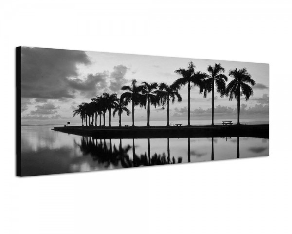150x50cm Miami Meer Palmen Sonnenaufgang Spiegelung