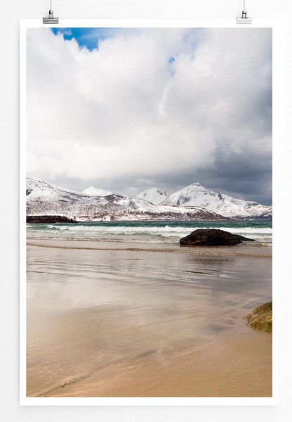 Landschaftsfotografie 60x90cm Poster Arktische Berge am Fjord Norwegen