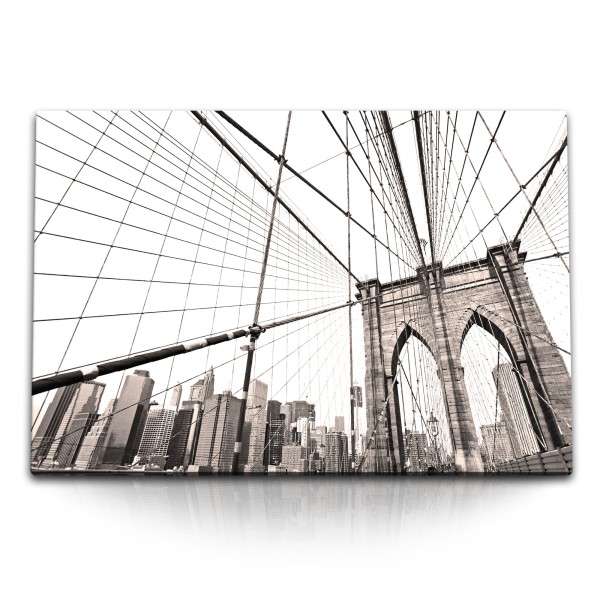 120x80cm Wandbild auf Leinwand Brooklyn Bridge New York Brücke USA