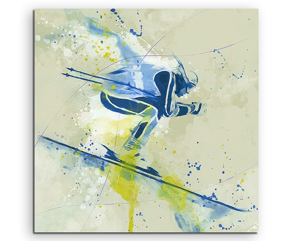 Ski Alpin 60x60cm SPORTBILDER Paul Sinus Art Splash Art Wandbild Aquarell Art