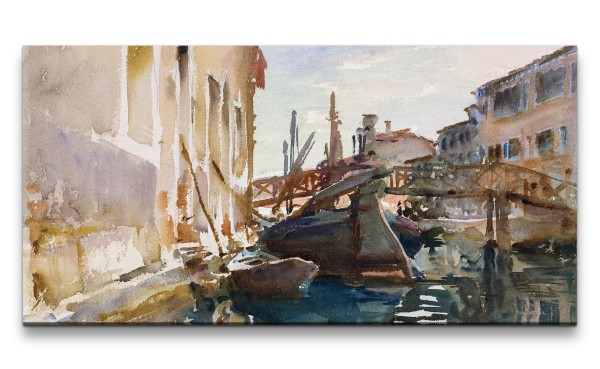 Remaster 120x60cm John Singer weltberühmtes Gemälde zeitlose Kunst Venedig Boote