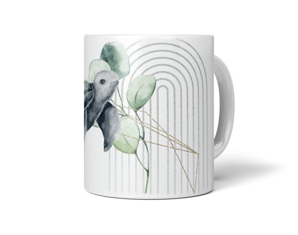 Dekorative Tasse mit schönem Motiv Seeschildkröte Pflanzen unter Wasser Wasserfarben Aquarell