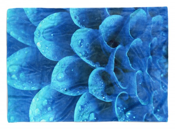 Handtuch Strandhandtuch Saunatuch Kuscheldecke mit Fotomotiv Blaue Dahlie Blume