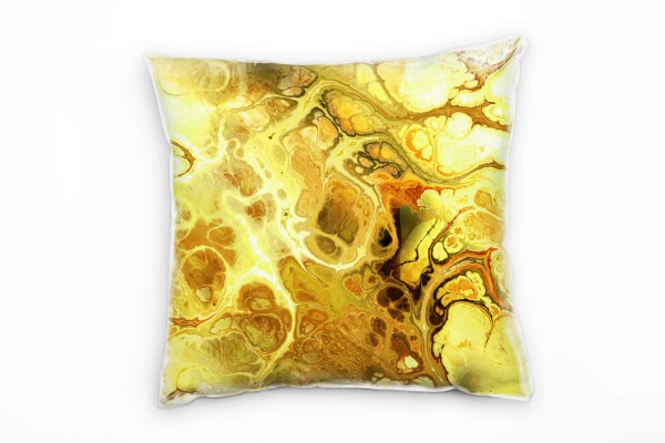 Abstrakt, gemalt, gold, gelb, braun Deko Kissen 40x40cm für Couch Sofa Lounge Zierkissen