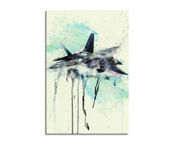 Military Fighter Jet 90x60cm Aquarell Art Leinwandbild
