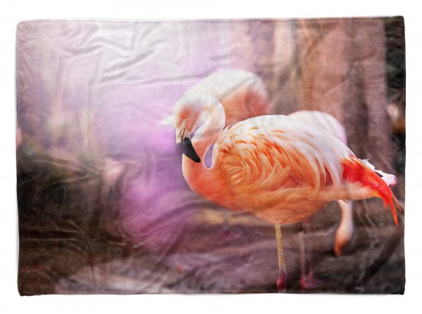 Handtuch Strandhandtuch Saunatuch Kuscheldecke mit Tiermotiv Flamingo Kunstvoll