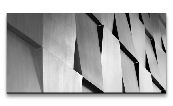 Leinwandbild 120x60cm Architektur Fotokunst Schwarz Weiß moderne Fassade Büro