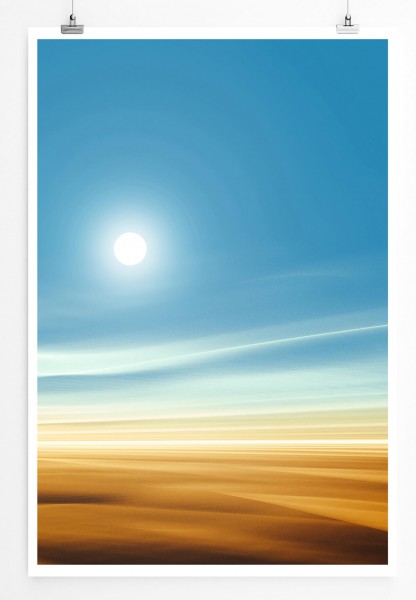 Illustration 60x90cm Poster Surreale Wüstenlandschaft mit Himmel