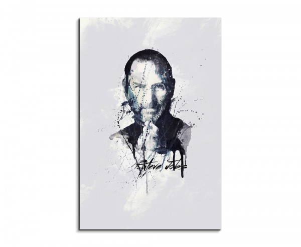 Steve Jobs 90x60cm Aquarell Art Wandbild auf Leinwand fertig gerahmt Original Sinus Art