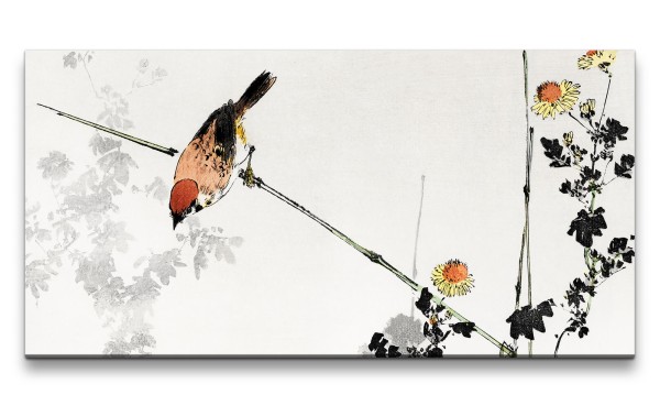 Remaster 120x60cm Traditionelle japanische Kunst Zeitlos Beruhigend Harmonie Baumblüten Vogel