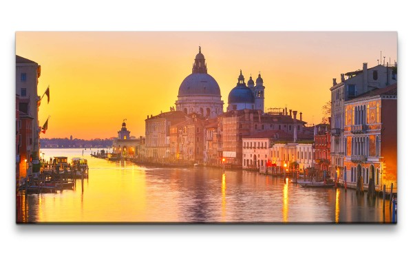 Leinwandbild 120x60cm Venedig Italien Gondel Abenddämmerung Romantisch
