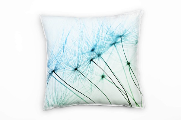Macro, Blumen, blau, grün, Pusteblume Deko Kissen 40x40cm für Couch Sofa Lounge Zierkissen