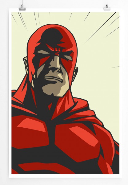 Superheld mit roter Maske im Comic Stil 60x90cm Poster