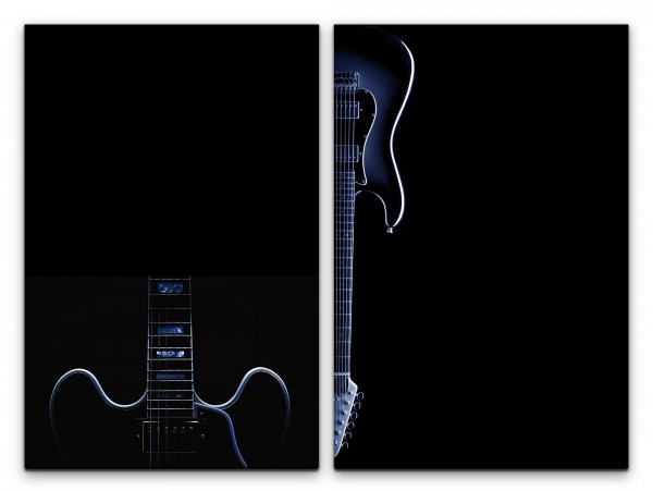 2 Bilder je 60x90cm E-Gitarre Musik Schwarz Club Bar Rock Dekorativ