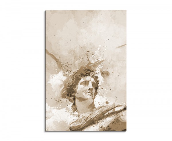 Alexander der Grosse 90x60cm Aquarell Art Leinwandbild Sepia