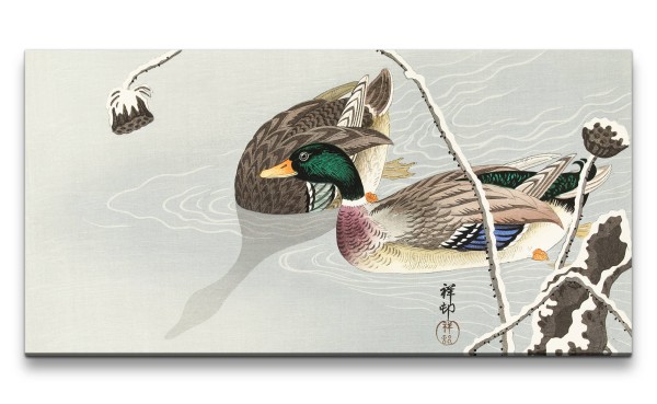 Remaster 120x60cm Ohara Koson traditionell japanische Kunst zwei Enten im Wasser Natur